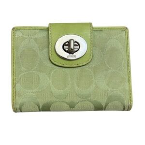 Coach vintage y2k lime green signature Turlock wallet rare